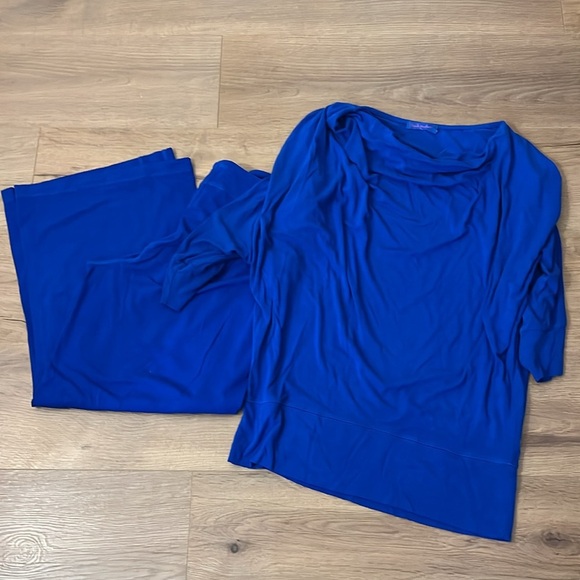 Fresh Produce | 2 pc set cropped lounge pants & top Women’s size M royal blue - Picture 7 of 9